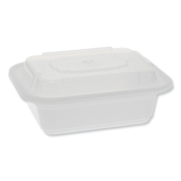 Pactiv Evergreen VERSAtainer Microwavable Containers, Rectangle, 12 oz, 4.5 x 5.5 x 2.12, White/Clear, Plastic, 150PK NC818